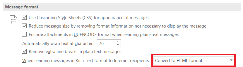 outlook convert email to html