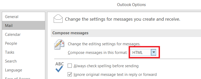 send email as html on outlook